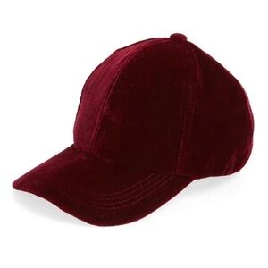 Velvet Baseball Cap - Wine Red
